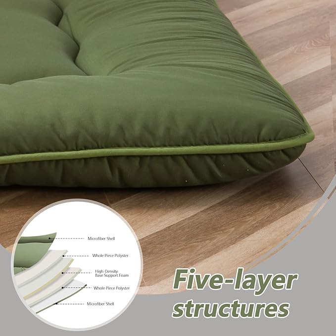 MAXYOYO Cot Japanese Floor Futon Mattress, Single Size Tatami Mat Sleeping Pad Foldable Roll Up Boys Girls Narrow Mattress Kids Lounger Pillow Bed