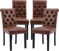 chairus Dining Chairs Set of 4 Mid Century Modern Living Room Chairs with Button Tufted High Back PU Leather Armless Chair Comfy Upholstered Side Chairs for Kitchen/Restaurant/Bedroom, Brown