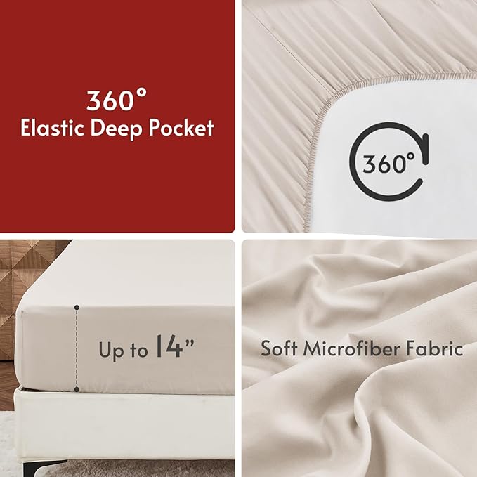 MUXHOMO 5 Pieces Twin XL Comforter Set, Reversible Bed in a Bag Twin XL Size, All Season Bedding Set with Comforter, Flat Sheet, Fitted Sheet, Pillowcases & Shams, Sage Green & Beige