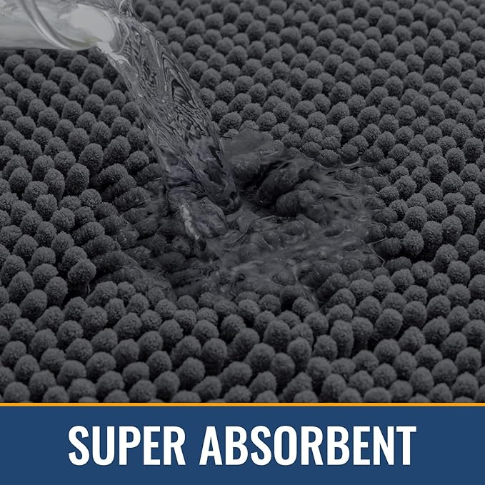 Arotive Bathroom Rugs 59x24, Extra Soft Absorbent Shaggy Chenille Bath Rugs, Machine Washable Rubber Backing Non-Slip Bath Mats for Bathroom Floor Tub and Shower, Home Decor Accessories, Dark Grey