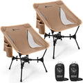 Gonex Portable Camping Chair, The 5th Gen Ultralight Compact Backpacking Foldable Lightweight Folding Chair for Outdoor Camp Hiking Beach Picnic Concert, Supports 330lbs (Khaki, 2 PCS)