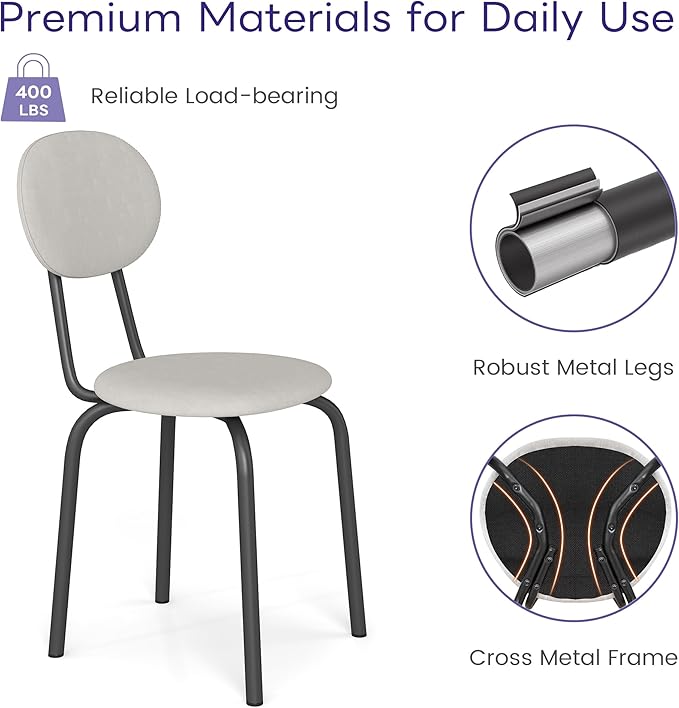Stackable Dining Chairs Set of 4, Stackable Waiting Room Chairs, Stacking Kitchen Chairs with Upholstered Back and Seat with Dense Foam Cushions, Steel Frame with 400 Lb. Capacity, Beige