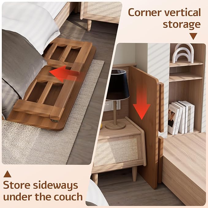 JNNXZZ Japanese Folding Coffee Table,Foldable Low Table for Sitting,Bamboo Collapsible Floor Tea Table,Portable Versatile Meditation Table for Tatami Living Room Home Office Apartment (Brown)
