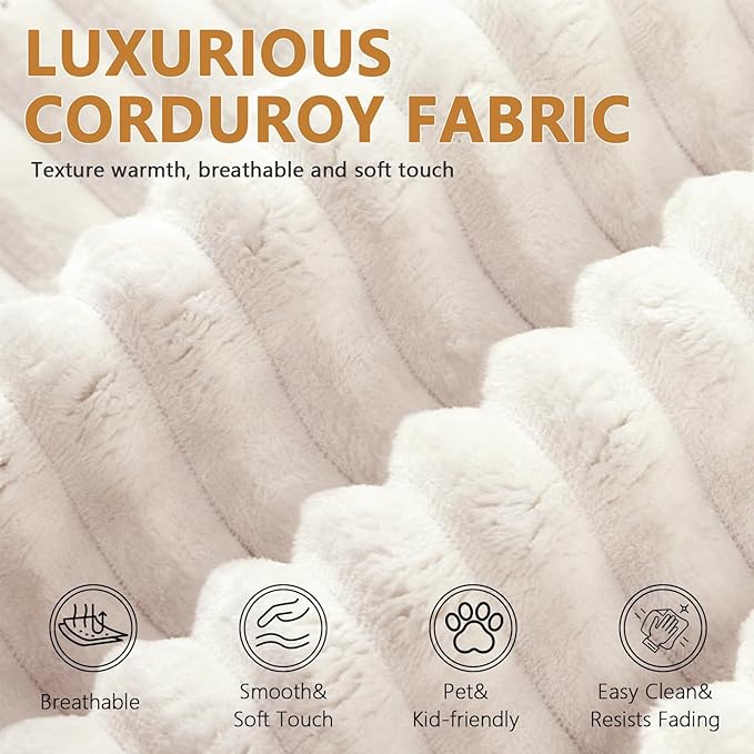67.3'' Oversized Chaise Lounge Chair Indoor,Corduroy Boneless Couch with 3 Pillows Wide Armrest,Comfy Cloud Couch Sleeper Sofa Reading Chairs for Living Room Bedroom,No Assembly Required (Beige)