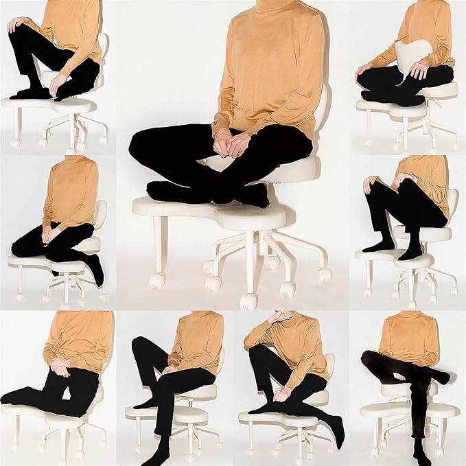 Pipersong Meditation Chair Plus, Cross Legged Chair with Wheels, ADHD Chair, Criss Cross Desk Chair with Lumbar Support and Adjustable Stool, Flexible Design for Fidgety Sitters, Black