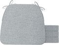 AAAAAcessories D-Shaped Chair Cushions, 2" Thick Dining Chair Pads with Ties and Removable, Machine-Washable Cover, 17" x 16", Set of 4, Gray