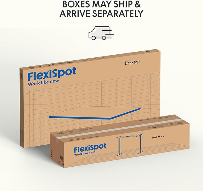 FLEXISPOT EN1 One-Piece Standing Desk 55 x 28 Inches Height Adjustable Electric Desk (Silver Frame + Grey Wood Grain Top, 2 Packages)