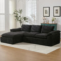YAAREE 105.6”L Shape Modular Sectional Couch for Living Room, Modern Cloud Sectional 3 Seat Sofa with Oversized Chaise, Woven Texture Upholstery Boneless Couch (Black, Left Facing Chaise)