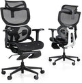 Ergonomic Mesh Office Chair with Footrest, Home Office Executive Chair with Lumbar Support, Ergonomic Computer Gaming Chair with Tilt Lock,Backrest, Home Desk Chair with High Back(Black)