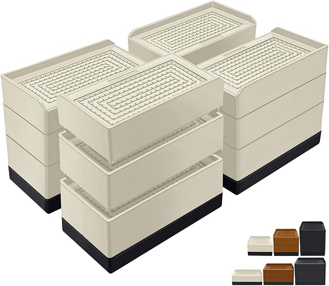ANNKUT Furniture Risers 4 Inch, Heavy Duty Furniture Elevator in Heights of 1.5, 3 or 4 Inch，Rectangle Raising Blocks for Bed, Couch, Desk, Sofa, Tables,Support Up to 1,300 Lbs (4 Pack-Apricot)