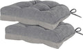 HARBOREST Chair Cushions for Dining Chairs Set of 2 - Chenille Tufted Kitchen Chair Cushions with Ties and Non-Slip Bottom, Foam Chair Pads for Dining Chairs, 17" x 17", Grey