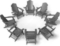 FOOWIN Adirondack Chair Set of 8, Folding Adirondack Chair with Cup Holder, HDPE All-Weather Fire Pit Chair for Patio, Garden, Backyard, Poolside, Grey