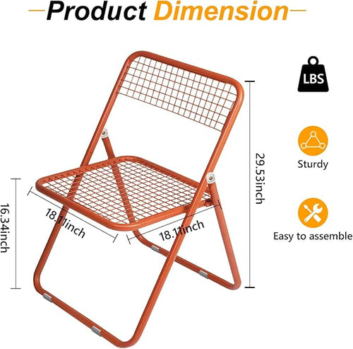 10 Pack Folding Chair,Orange Color,Single Piece,Foldable Space - Saving Design for Indoor/Outdoor Use