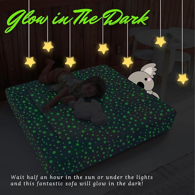 MeMoreCool Kids Sofa Couch, Glow in Dark Couch Sofa, Modular Convertible Kids Furniture