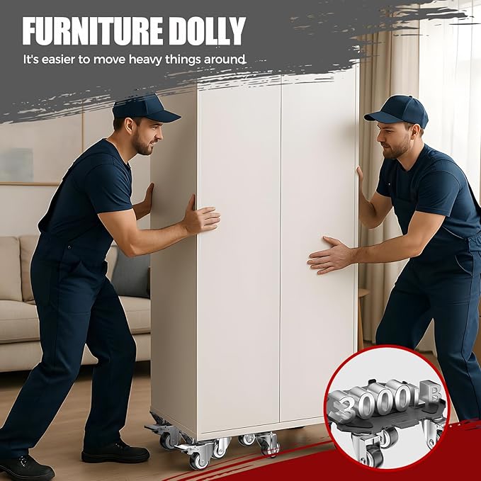 LOYAL TIGER Furniture Dolly & Movers 4-Pack 3000lbs - Heavy Duty Interlocking Furniture Sliders with No Scratch Design, Safe for Hardwood Floors, for Sofa/Refrigerator/Piano Moving (Black, 7in)