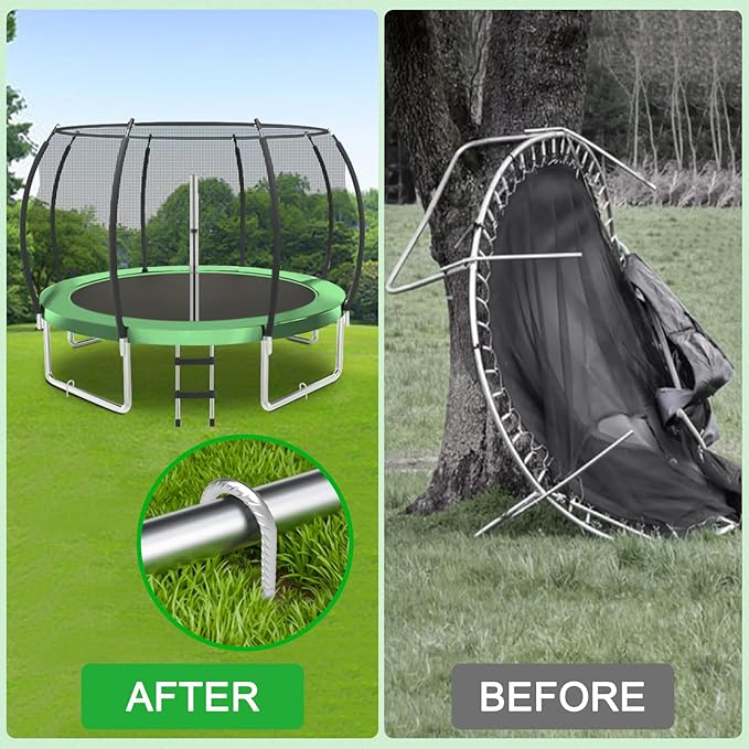OK5STAR 16 Inch Heavy Duty Trampoline Stakes, U Shaped Rebar Ground Anchors for High Wind, 3/8" Thick Steel U Shaped Stakes for Trampoline, Tent, Canopy, Swing Set, Playground & Bounce House, 4 Pack