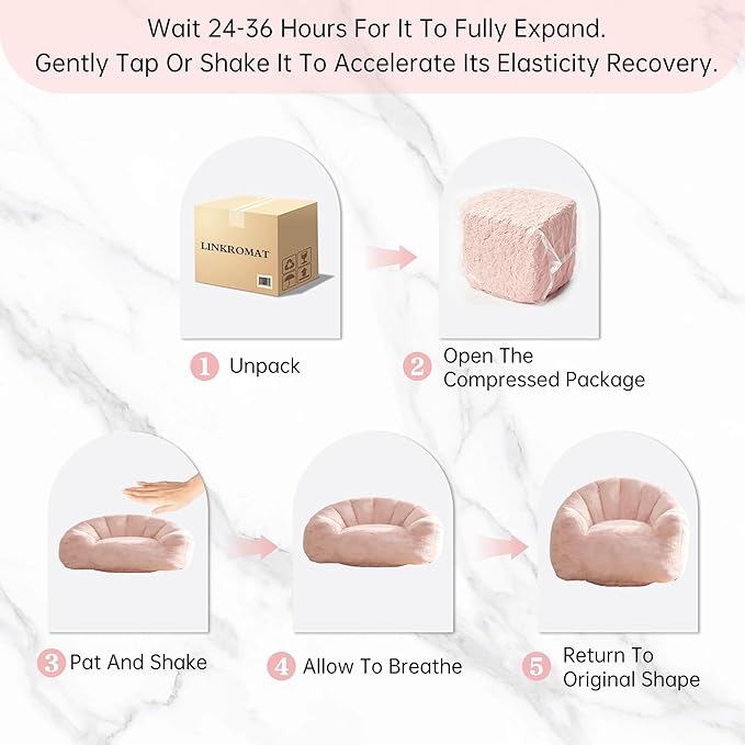 Bean Bag Chair, Giant Beanbag Chiar for Adults and Teens, Faux Fur Shell-Shaped Floor Sofa Couch with Filler, Comfy Chair for Living Room Reading, Gaming and Relax