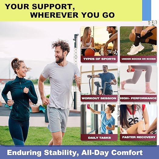 ABIRAM Ankle Brace for Women & Men, Ankle Compression Sleeve with Wrap, Foot Support Sleeve, Ankle Support for Sprained Ankle, Plantar Fasciitis Relief Socks, Achilles Tendonitis, Sports, S