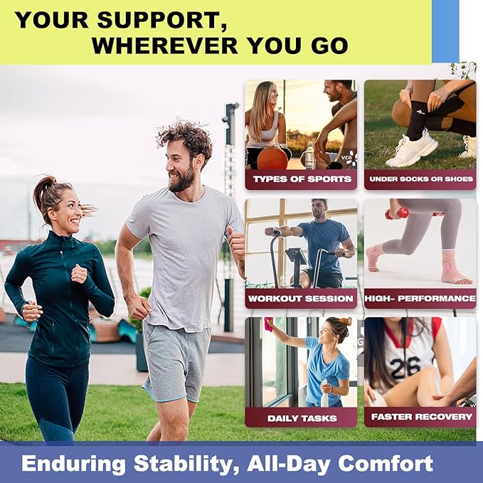 ABIRAM Ankle Brace for Women & Men, Ankle Compression Sleeve with Wrap, Foot Support Sleeve, Ankle Support for Sprained Ankle, Plantar Fasciitis Relief Socks, Achilles Tendonitis, Sports, XL