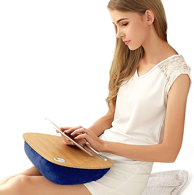 Multifunction Laptop Desk, Portable Lap Desk for Bed Sofa Office, 3 - in - 1 Laptop Stand with Cushion, Lightweight MDF Board Writing Table for Home Outdoor Travel, Fits 14 Inch La (Blue)