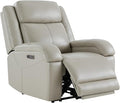 Watson & Whitely Oversized Genuine Leather Power Recliner Chairs for Big and Tall, Wall Hugger Recliner with Power Headrest & Charging Ports, Extra Large Reclining Chair for Living Room, Grey