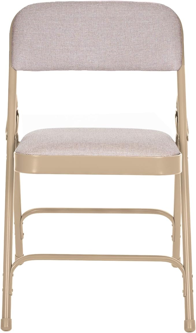 OEF Furnishings OEF2200 Series Heavy-Duty Premium Fabric Padded Upholstery Double-Hinged Folding Chairs (4-Pack, French Beige)