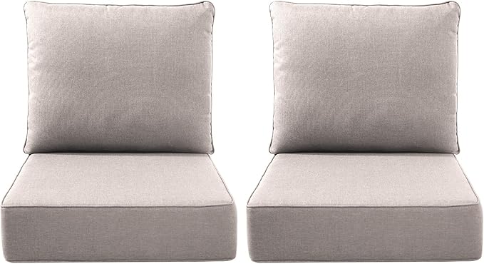 Luxury Outdoor Seat Cushion Set-22 x 24 x 6 Inch Outdoor Chair Cushions with Water Resistant & Removable Cover Outdoor Cushions for Patio Furniture Chair Sofa Couch