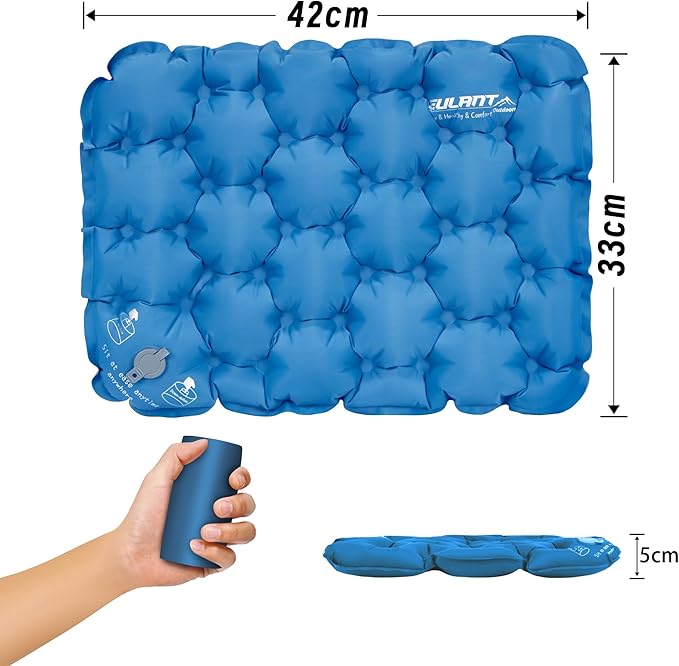 Eulant Lightweight Inflatable Air Seat Cushion - Portable Travel Cushion, Suitable for Camping, Hiking, Climbing, Bleacher, Home and Office