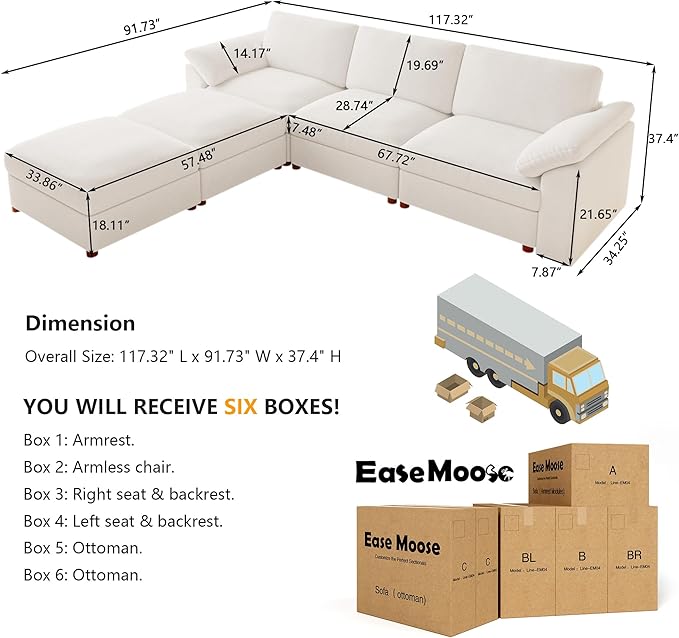 EASE MOOSE White Sectional Modular Sofa