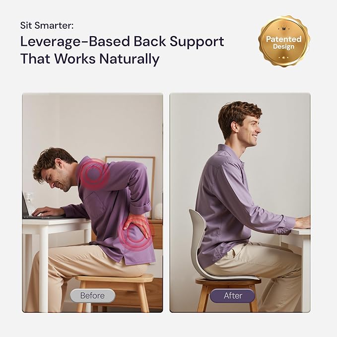 CabSupport Ergonomic Lumbar Support Seat Cushion M1 Plus - Posture Correction Spineseat for Office Chair, Car, Home with Breathable Memory Foam