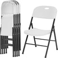 Amazing for less 4-Pack Heavy Duty Plastic Folding Chair, 450 lbs Capacity Foldable Chairs for Indoor Outdoor, Stackable Portable Seating for Party, Wedding, Patio, Backyard, Office (White)
