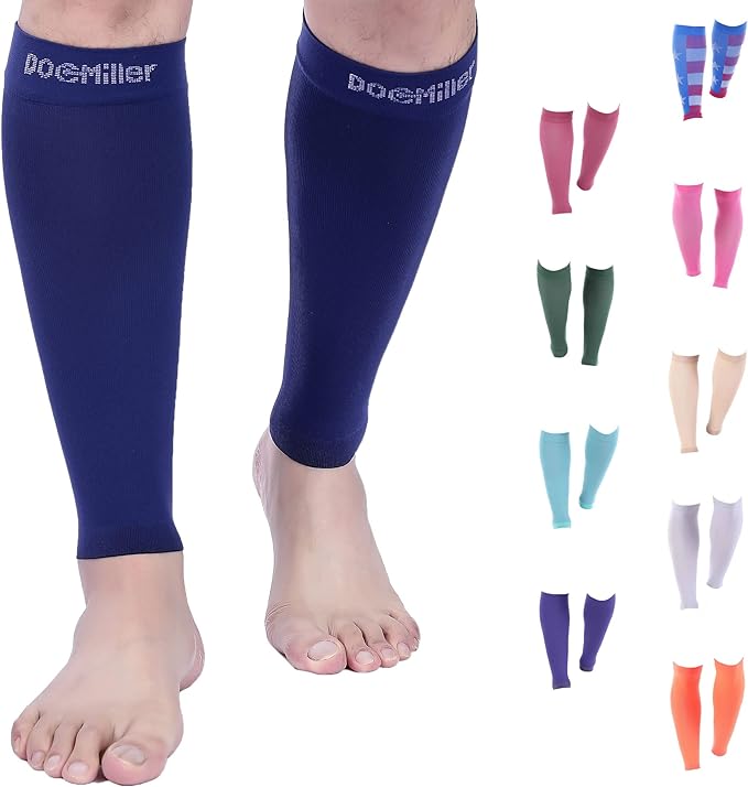 Doc Miller Compression Calf Sleeve for Men & Women – 20-30mmHg Graduated Support for Running, Shin Splints, Calf Strain – Knee High, Small to 6XL Plus Size