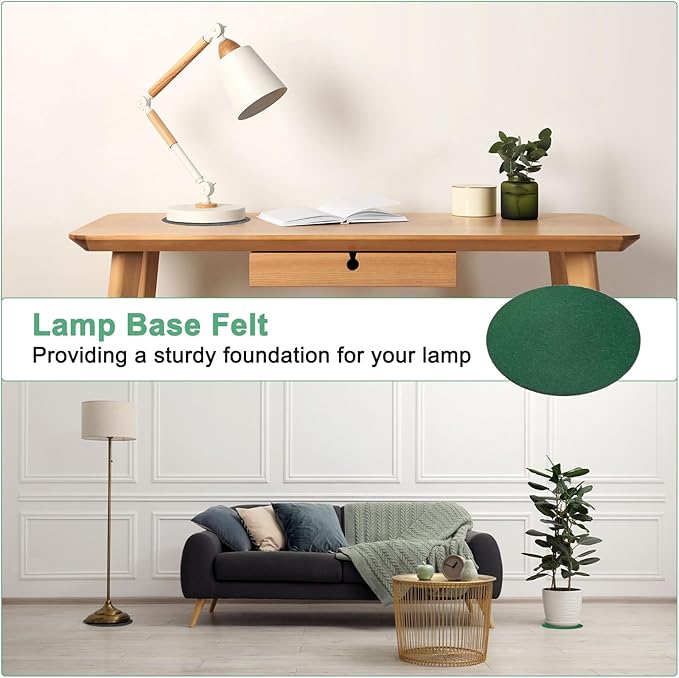 20-Pack Lamp Base Felt, 7 Inch Dia. 2mm Thick Self Adhesive Round Fabric Felt Pads for Lamp/Furniture/DIY, Non-Slip Fiber Backed Patch Circles with Adhesive Backing [Green]