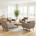 HUIMO Fabric Accent Chairs Set of 4, Button Tufted Living Room Chairs Easy to Install, Mid Century Modern Chair, Upholstered Arm Chair for Living Room Bedroom Study Office (4, Brown)
