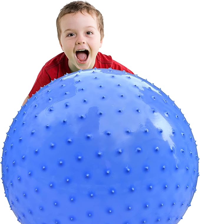penepico Large Sensory Massage Ball for Kids, 33.5" 85CM 3.1lbs Macaron Blue Bouncy Exercise Balls for Toddlers, Big Inflatable Toys with Tactile Spikes, Outdoor Giant Yoga Balls, Large Beach Ball