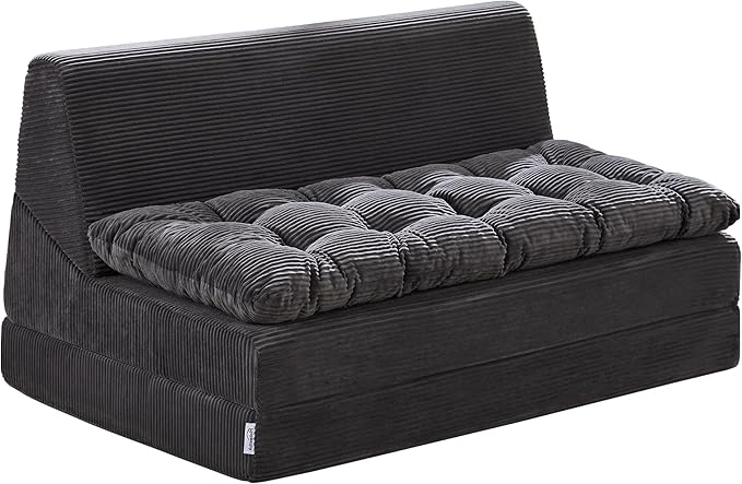 Hobestluk Sofa Couch Folding Sofa Bed Sleeper Comfy Floor Lounger Loveseat Sofa with Removable Cushion Couches Foldable Mattress for Living Room Bedroom or Office (Cordury Grey, Oversize)