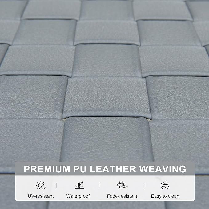 PURPLE LEAF Patio Lounge Chair Modern Outdoor PU Leather Style Chaise Lounge 1 Piece with Side Table Adjustable Backrest Aluminum Luxury Chaise Lounge Chairs for Pool Garden Backyard Beach, Grey