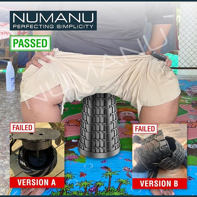 NUMANU 2025 Upgraded Collapsible Stool & 3IN1 Cushioned Carry Bag, 2.5"-18" Height Adjustable Max 620lbs, Portable Retractable Telescoping Seat, Foldable Camping Stool or Footrest for Adults (Round)