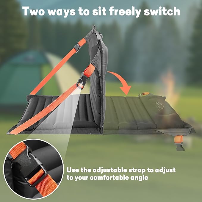 ONTYZZ Stadium Seats with Back Support Inflatable Portable Folding Comfort Seat Waterproof Cushion with Backrest for Sports Events Stadium and Camping