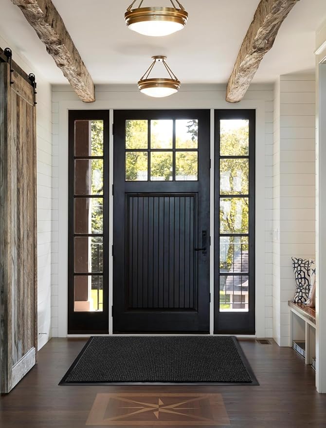 Yimobra Doormat Outdoor Indoor Entrance 36 x 24, All-Season All-Weather Front Door Mat, 100% Waterproof Welcome Matt for Floor Garage Outside Entry, Stain and Fade Resistant,Black