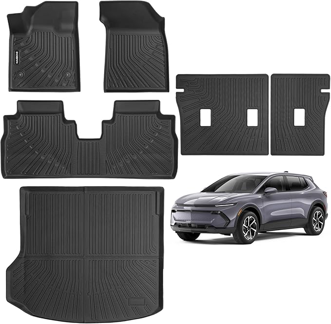 Naibeve Floor Mats for 2024 2025 2026 Chevy Chevrolet Equinox EV Trunk Mat Cargo Mat Backrest Mats Cover Protector All Weather for Chevrolet Equinox EV Interior Accessories