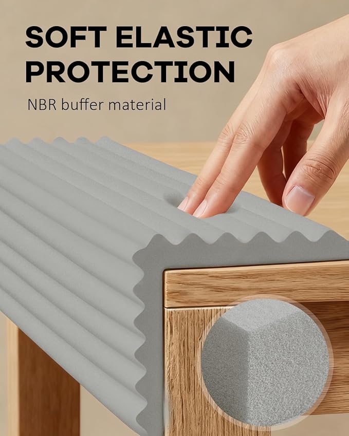 PUSHUJIA W Wide Edge Protector Strip Extra Thick Baby Proofing Bumper Guard with Strong Adhesive Child Safety for Table Desk Bed Cabinet Furniture in Home and Nursery (Grey)