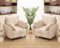 Oversized Accent Chair Set of 2,All Seats Storage,Comfy Armchair,24.5'' Deep Seat,Upholstered Living Room Chairs,Reading Chair for Bedroom,Office,Chenille,Cream