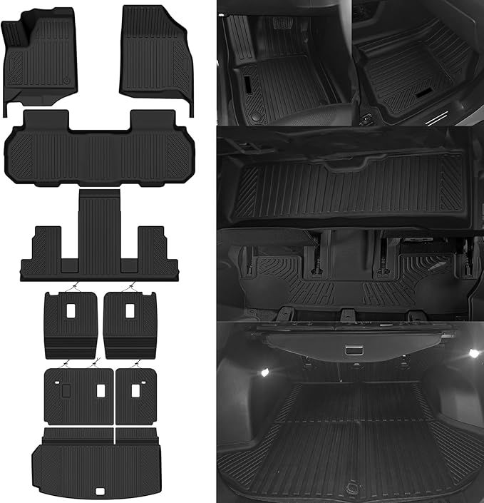 Floor Mats for 2024-2026 Chevy Traverse/2024-2026 GMC Acadia 7 Seat 2nd Row Bench Seat Floor Mats & Trunk Mat & 2nd/3rd Backrest Mats(Not for 2024 Traverse Limited)