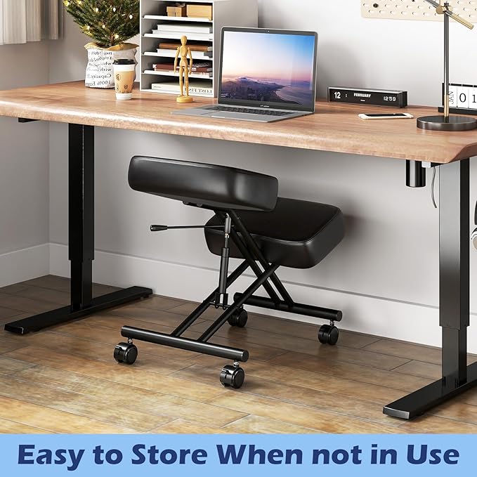 Giantex Ergonomic Kneeling Chair for Office, Knee Stool Chair w/Adjustable Height and Seat Angle to Relieve Pain, Posture Desk Chair w/Lockable Universal Wheels, Thick Padded Cushions, Black (2)