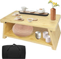 koretech Floor Table, Altar Table Paulownia Folding Design, Low Meditation Table for Sitting on The Floor Japaness Table Tatami Table (Bamboo Color)