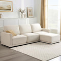 CAPCAPA 112" Modular Sectional Couches for Living Room, L-Shaped Modern Sofa with Ottoman, 4-Piece Chenille Sofa Set for Home Furniture, Beige