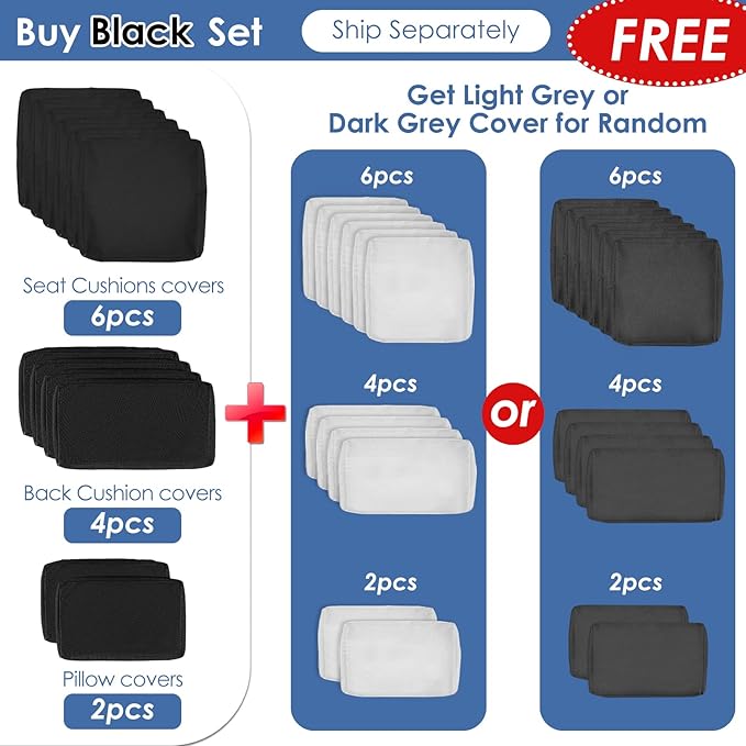 RADIATA 7Pcs Outdoor Patio Furniture Set with Fire Pit, Modern Comfortable Outside Sectional Couch High Back Oversized Wide Deep 6-Seats, Modular All-Weather Heavy Duty Wicker Sofa Set, Grey&Black