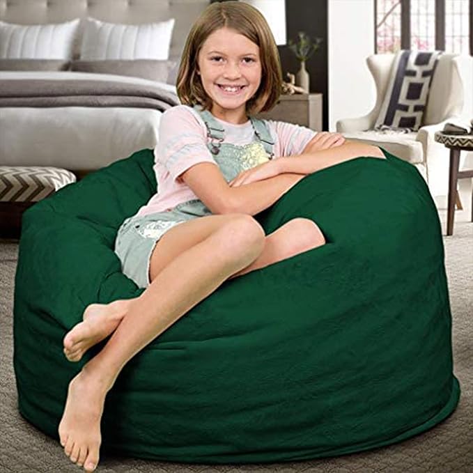ULTIMATE SACK 3000 3-Foot Bean Bag Chair, Hunter Suede Cover – Oversized Foam Lounger, Floor Seat, Small Sofa, or Couch Bed for Living Area, Gaming Room, or Reading Lounge