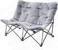 WTVIDAS Oversized Padded Double Camping Chair with High Back Heavy Duty Folding Comfy Chair Butterfly Chair for Adults Lawn Patio Outdoor